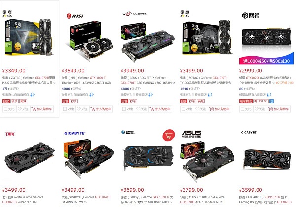老显卡再次迎来降价,GTX1070Ti部分已降到3000元(图1) 老显卡再次迎来降价,GTX1070Ti部分已降到3000元